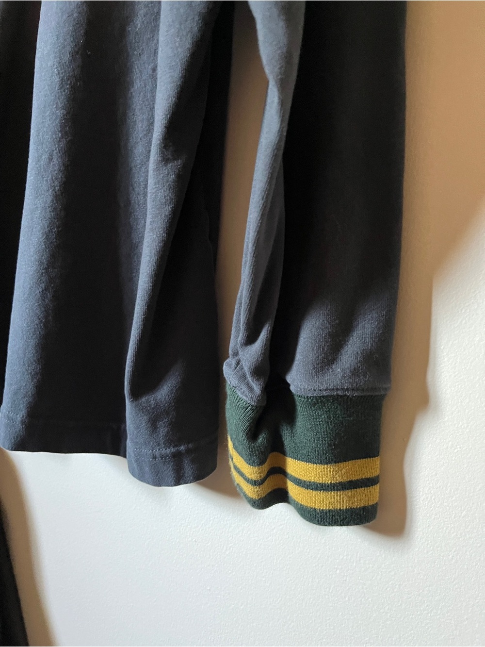 JW ANDERSON Navy Rugby Shirt with Green & Yellow Stripes - Picture 7 of 7